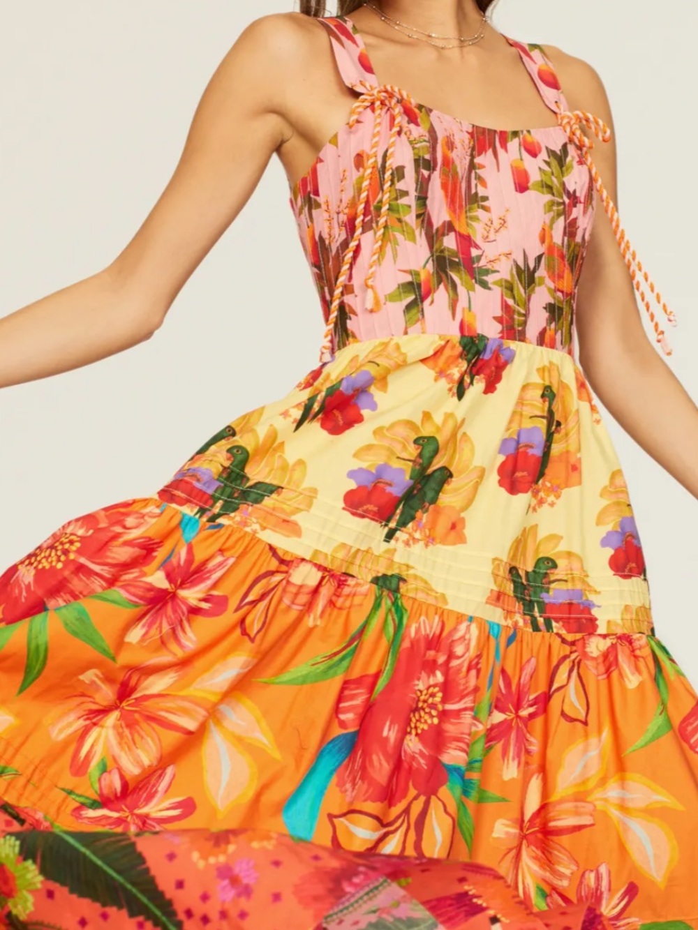 The FARM RIO Mixed Warm Prints Organic Cotton Maxi Dress M - Picture 5 of 10